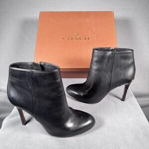 Coach Nila Dress Nappa Boots Womens Size 6.5 Black Leather Ankle‎ Bootie Q6266